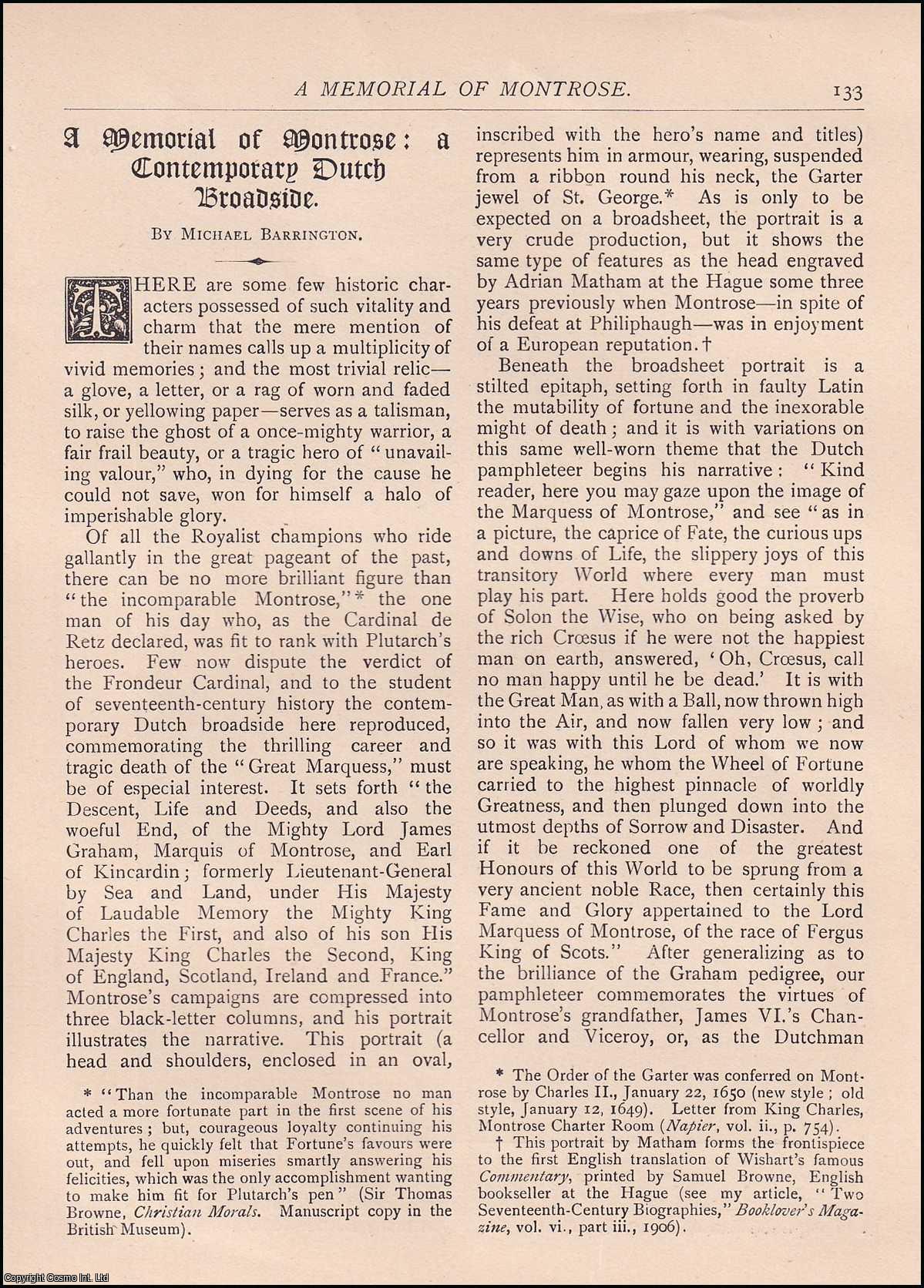 Michael Barrington - A Memorial of Montrose: A Contemporary Dutch Broadside. An original article from The Antiquary Magazine, 1911.
