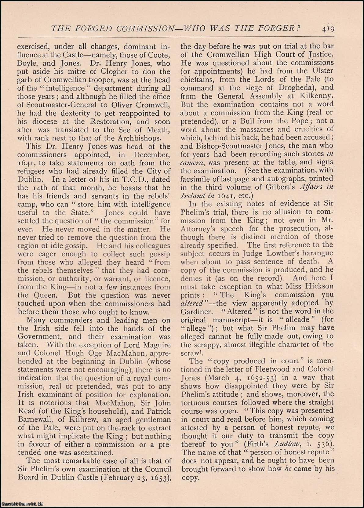 Thomas Fitzpatrick - The Forged Commission - Who was The Forger? An original article from The Antiquary Magazine, 1911.