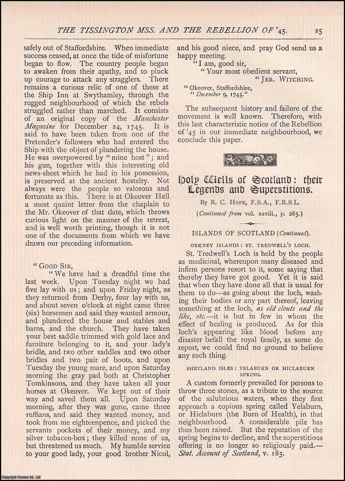 R. M. Grier - The Tissington Mss and The Rebellion of 45. An original article from The Antiquary Magazine, 1894.