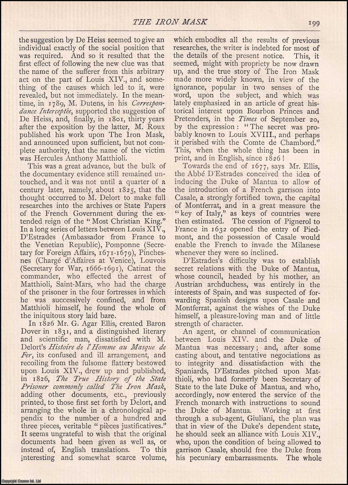 Albert Hartshorne - The Iron Mask. An original article from The Antiquary Magazine, 1894.