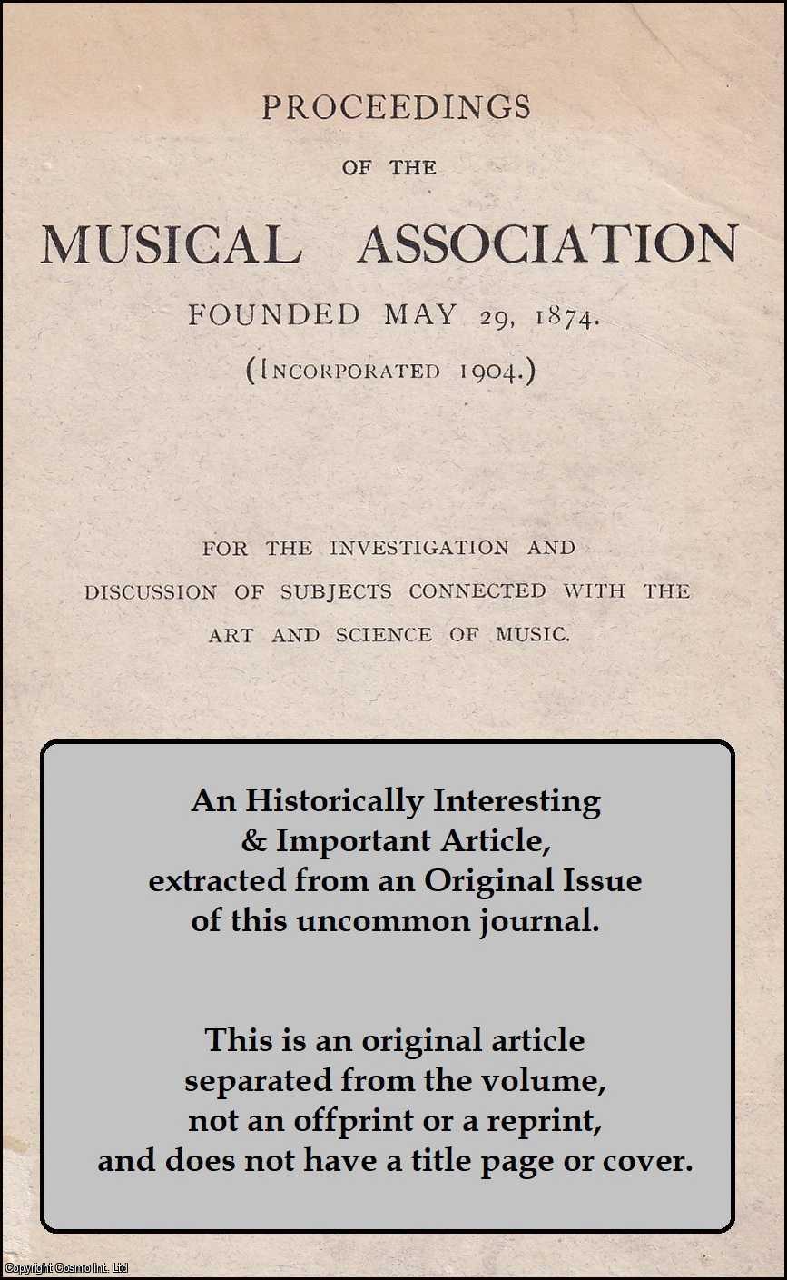 Philip E. Vernon - The Apprehension and Cognition of Music. An original article from The Proceedings of The Musical Association, 1933.
