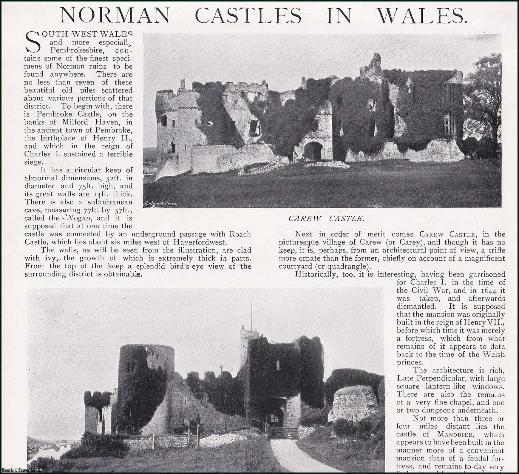 G. E. Morris - Norman Castles in Wales. Several pictures and accompanying text, removed from an original issue of Country Life Magazine, 1899.