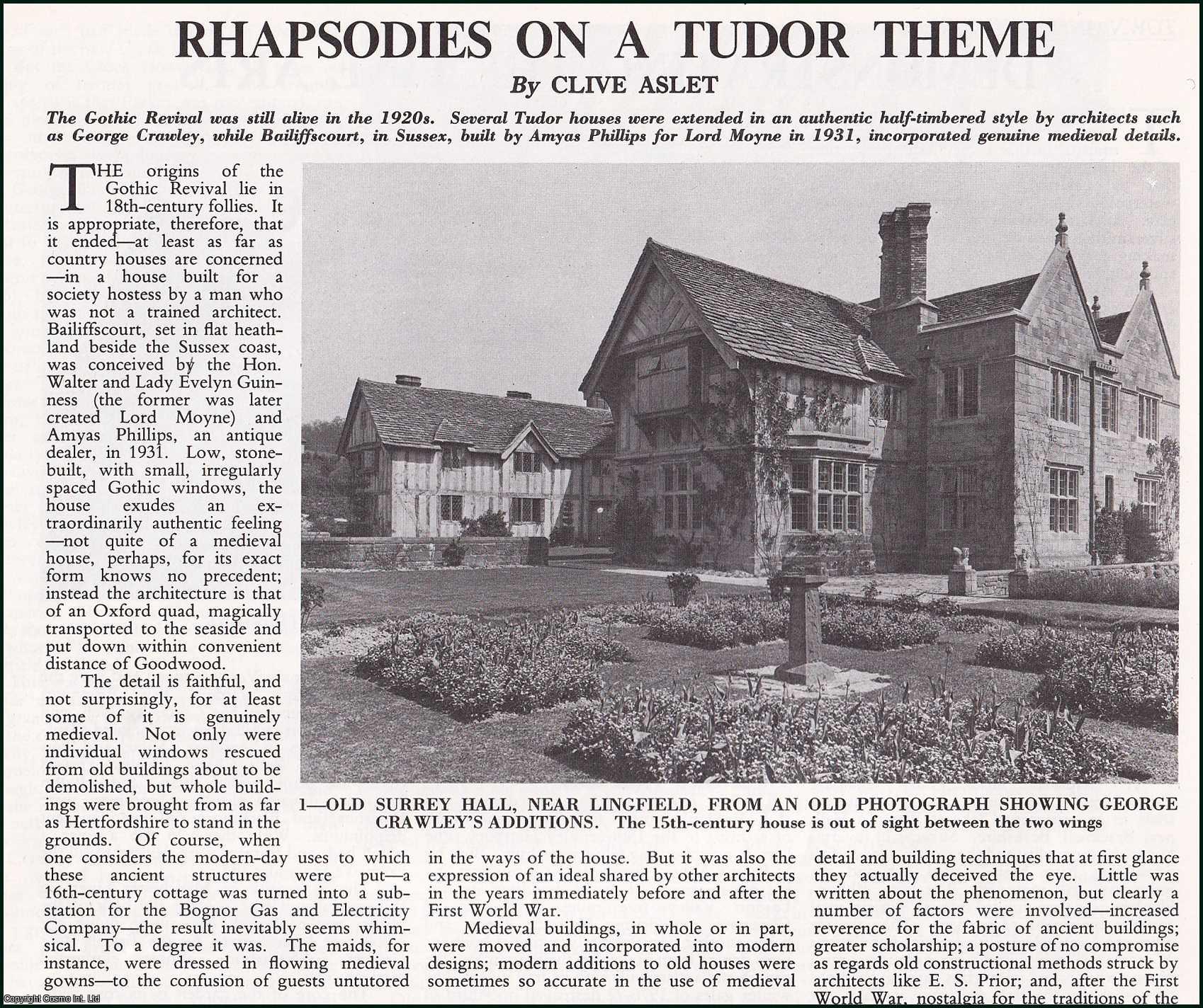 Clive Aslet - Rhapsodies on a Tudor Theme: Gothic Revival. Several pictures and accompanying text, removed from an original issue of Country Life Magazine, 1980.