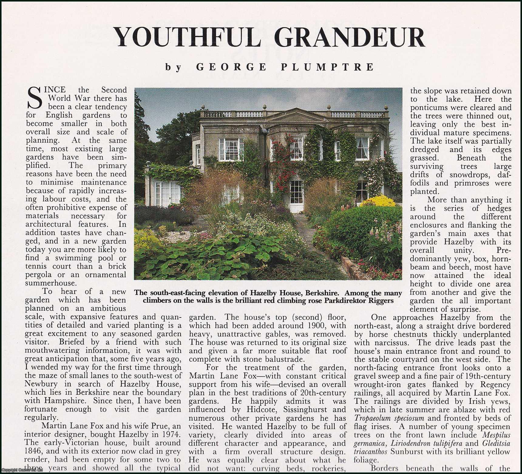 George Plumptre - Youthful Grandeur: Hazelby House. Several pictures and accompanying text, removed from an original issue of Country Life Magazine, 1988.