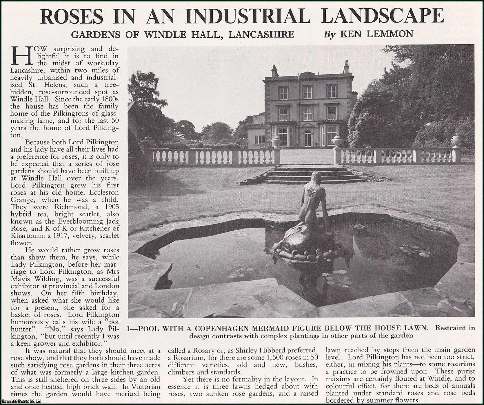Ken Lemmon - Roses in an Industrial Landscape: Gardens of Windle Hall, Lancashire. Several pictures and accompanying text, removed from an original issue of Country Life Magazine, 1983.