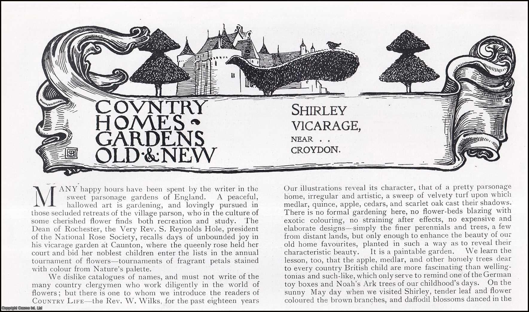 Country Life Magazine - Shirley Vicarage, Near Croydon. Several pictures and accompanying text, removed from an original issue of Country Life Magazine, 1898.