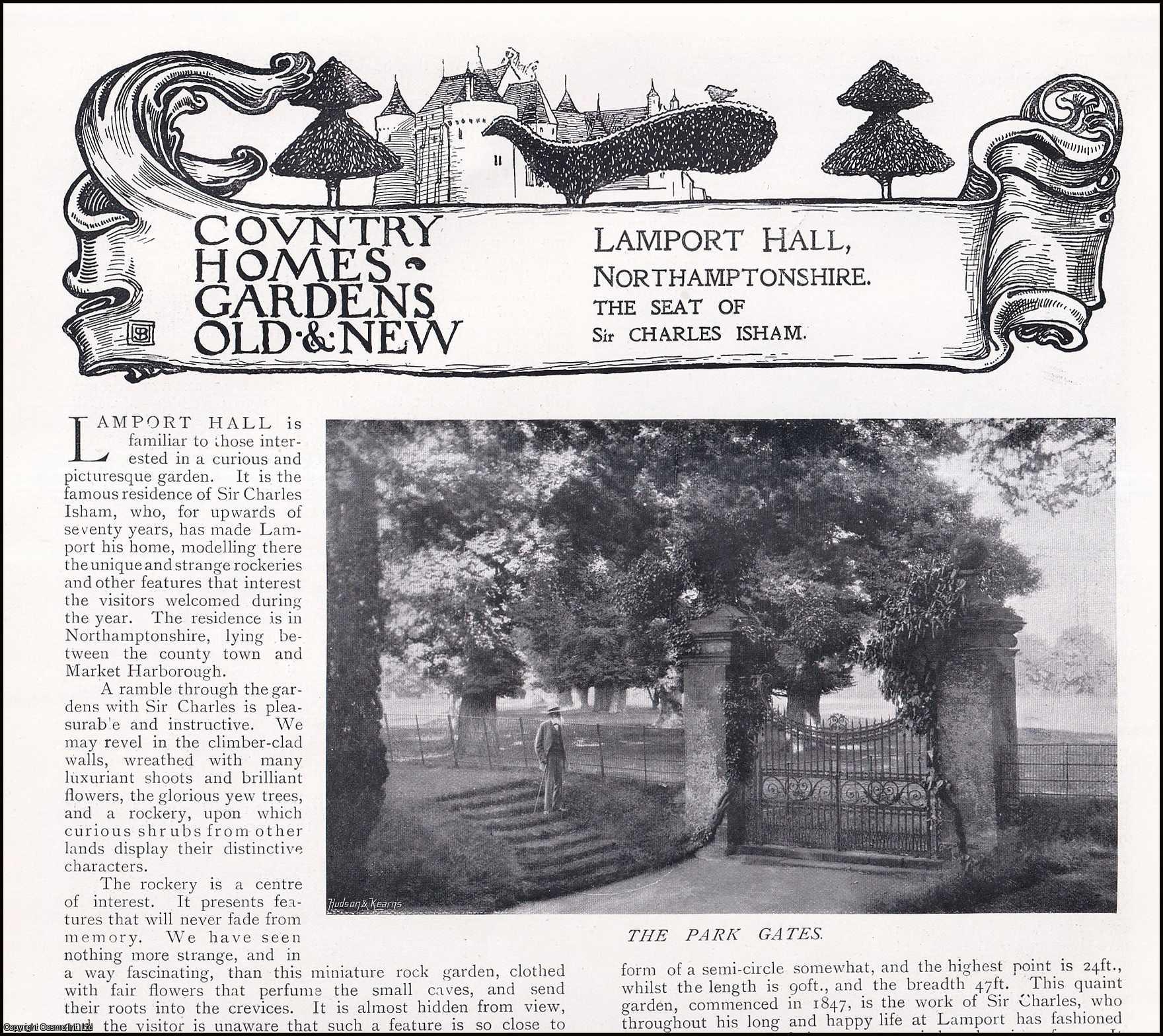 Country Life Magazine - Lamport Hall, Northamptonshire, The Seat of Sir Charles Isham. Several pictures and accompanying text, removed from an original issue of Country Life Magazine, 1898.