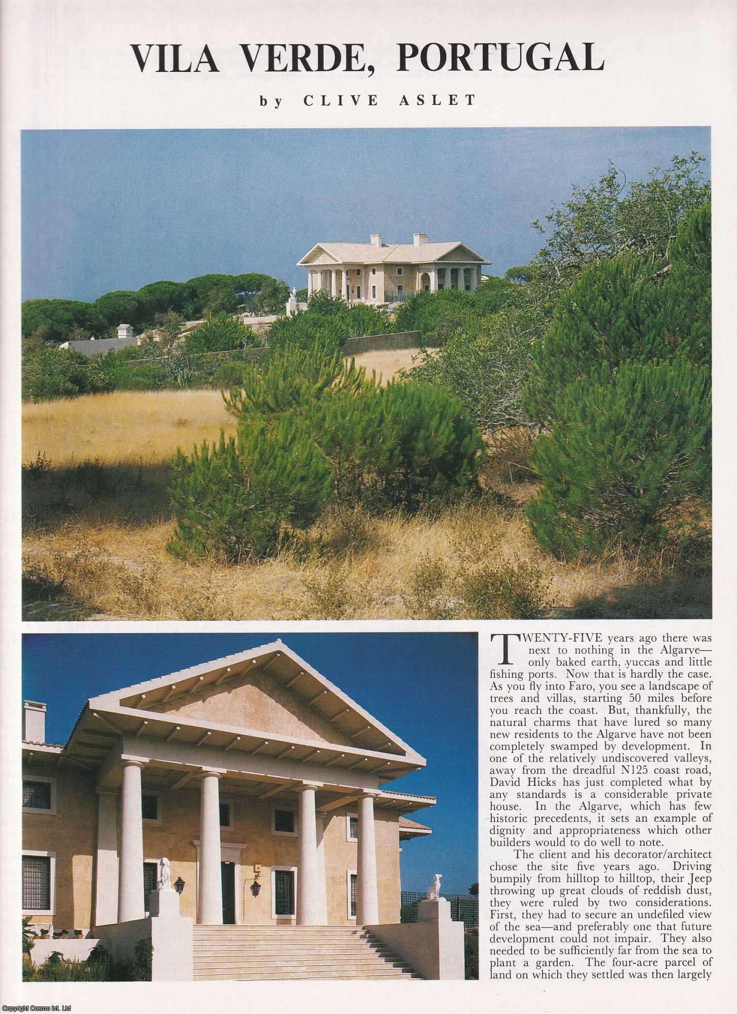 Clive Aslet - Vila Verde, Portugal. Several pictures and accompanying text, removed from an original issue of Country Life Magazine, 1987.