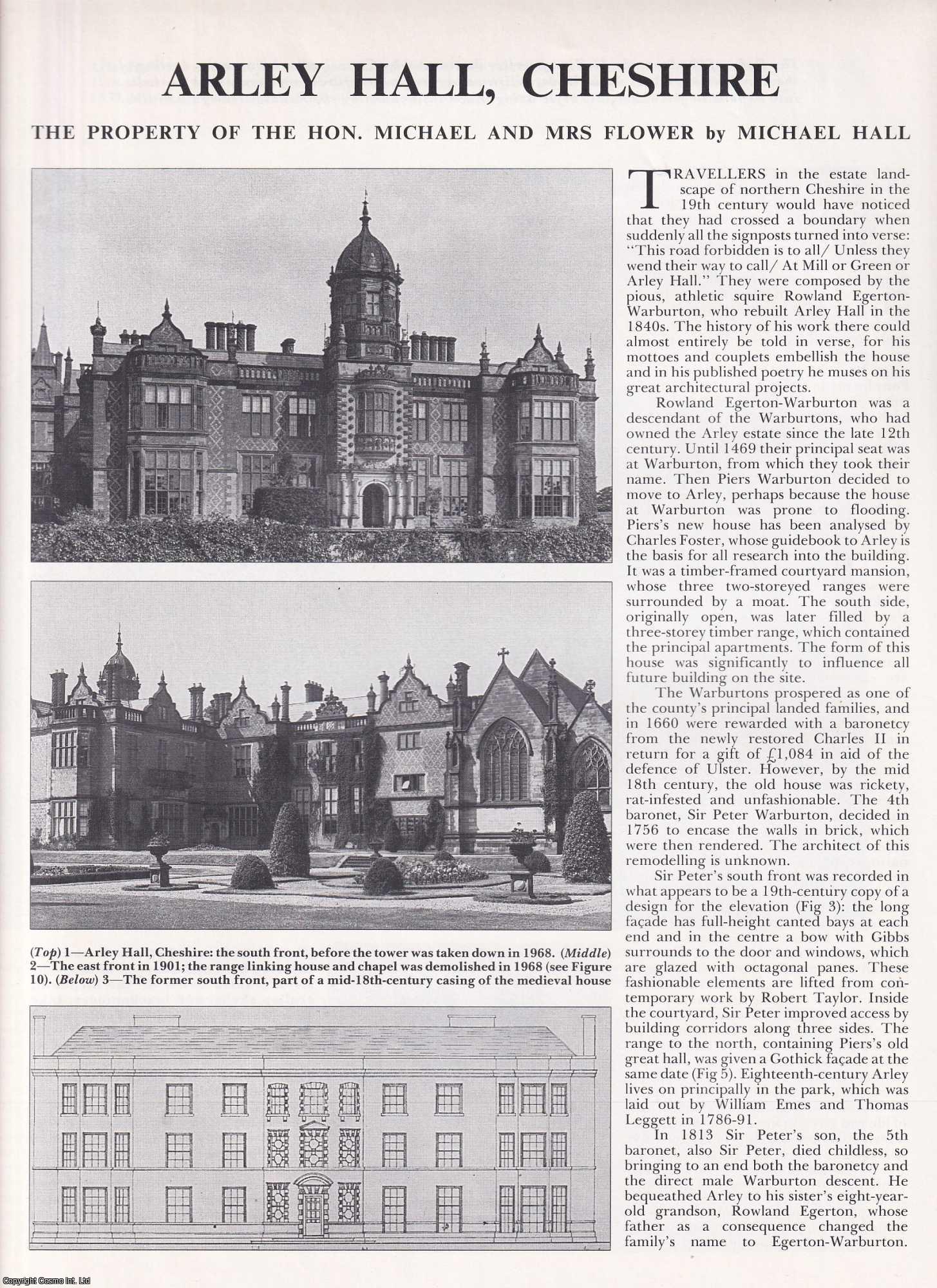 Michael Hall - Arley Hall, Cheshire. The Property of The Hon. Michael and Mrs Flower. Several pictures and accompanying text, removed from an original issue of Country Life Magazine, 1990.