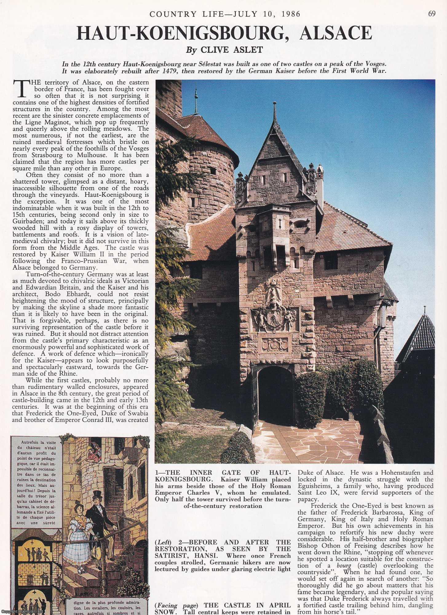 Clive Aslet - Haut-Koenigsbourg, Alsace. Several pictures and accompanying text, removed from an original issue of Country Life Magazine, 1986.