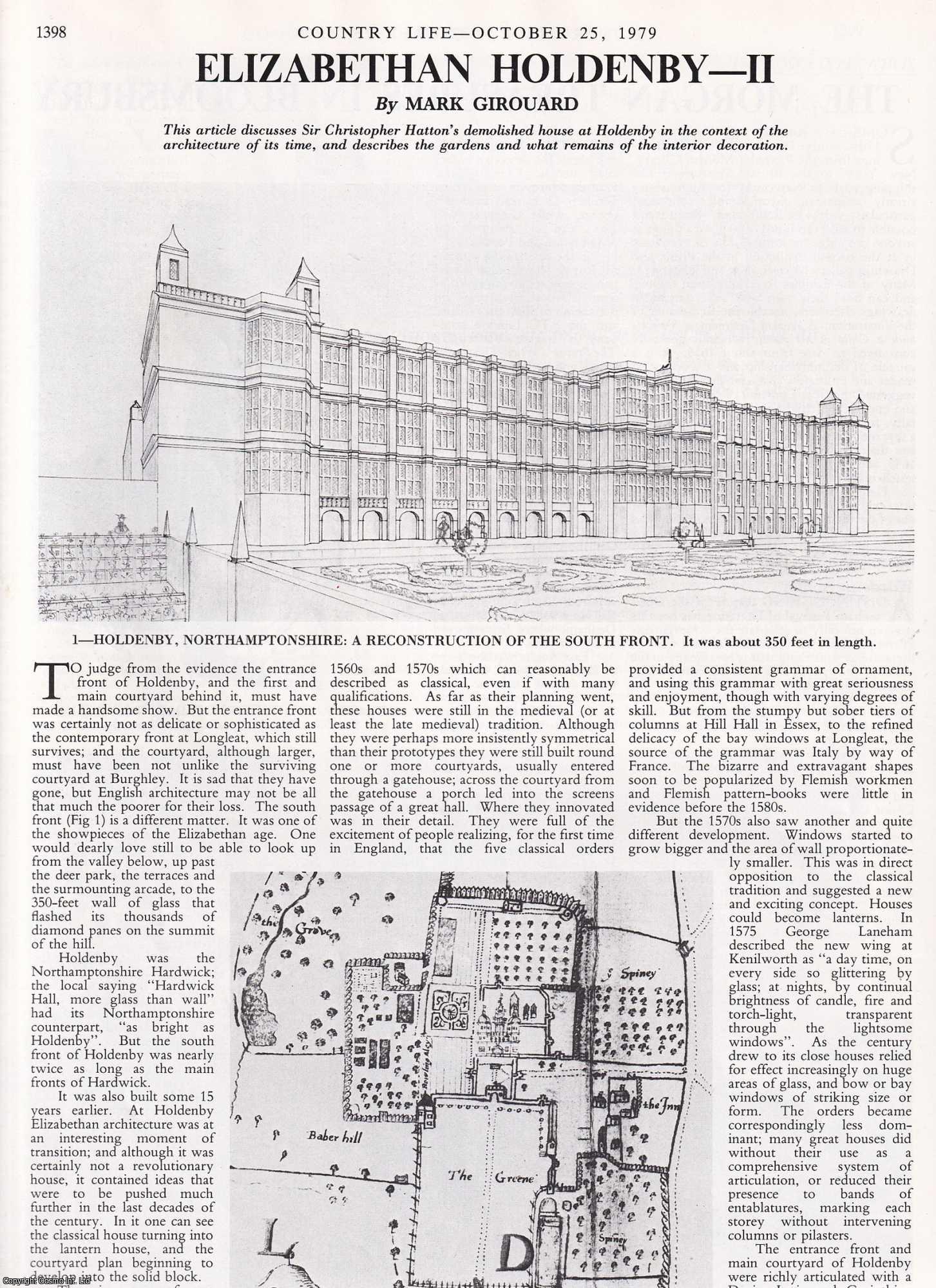 Mark Girouard - Elizabethan Holdenby - Part II only. Several pictures and accompanying text, removed from an original issue of Country Life Magazine, 1979.