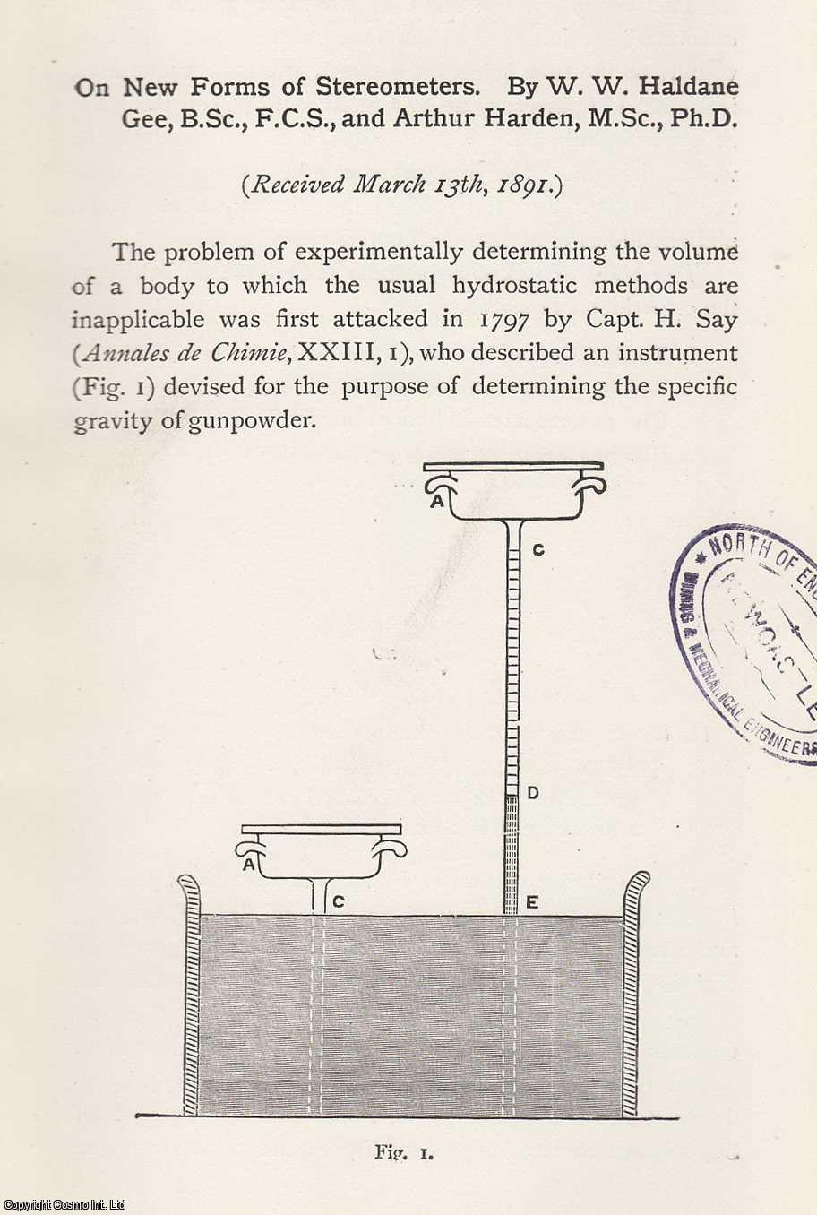 W. W. Haldane Gee and Arthur Harden - New Forms of Stereometers. An original article from the Memoirs of the Literary and Philosophical Society of Manchester, 1891.
