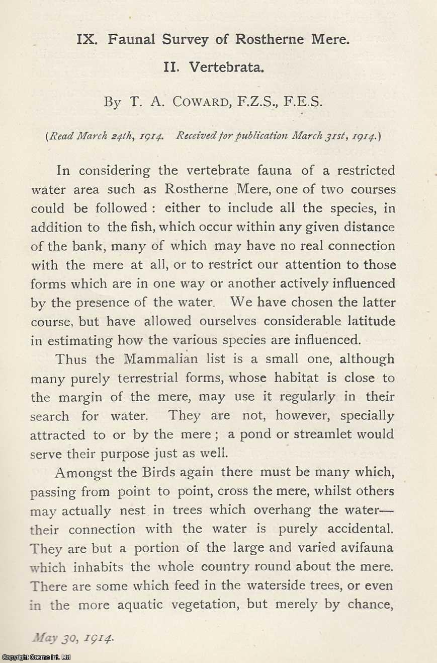 T. A. Coward - Faunal Survey of Rostherne Mere. Part 2. Vertebrata. An original article from the Memoirs of the Literary and Philosophical Society of Manchester, 1915.