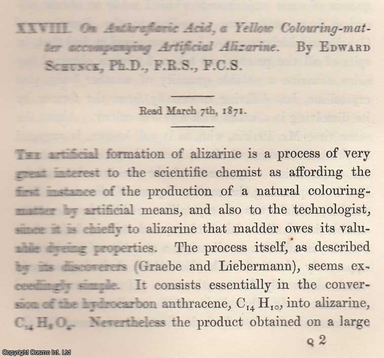 Edward Schunck, F.R.S. - Anthraflavic Acid, a Yellow Colouring-Matter Accompanying Artificial Alizarine. An original article from the Memoirs of the Literary and Philosophical Society of Manchester, 1876.