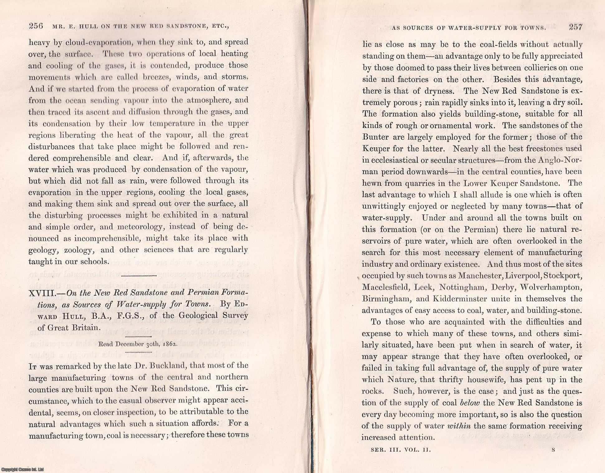 Edward Hull - The New Red Sandstone and Permian Formations, as Sources of Water-Supply for Towns. An original article from the Memoirs of the Literary and Philosophical Society of Manchester, 1865.