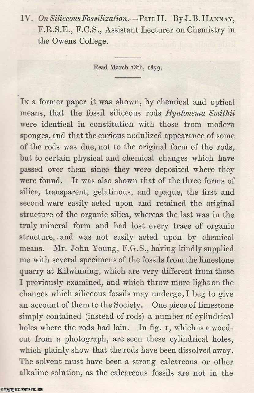 J. B. Hannay - Siliceous Fossilization. Part 2. An original article from the Memoirs of the Literary and Philosophical Society of Manchester, 1882.