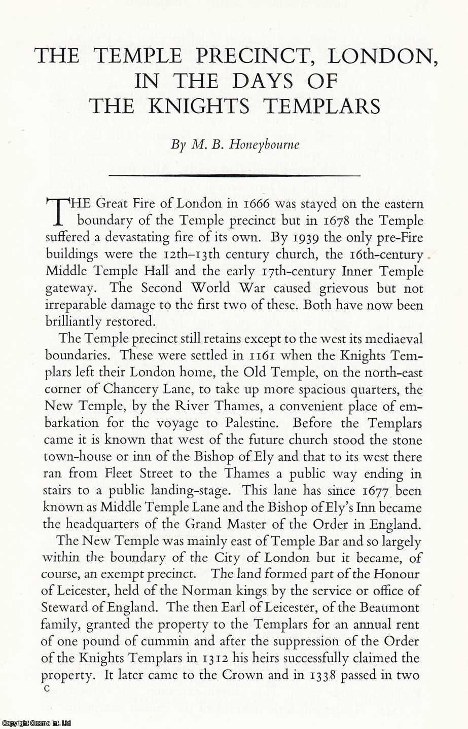 M. B. Honeybourne - The Temple Precinct, London, In The Days of The Knights Templars. An original article from the Transactions of The Ancient Monuments Society, 1969.
