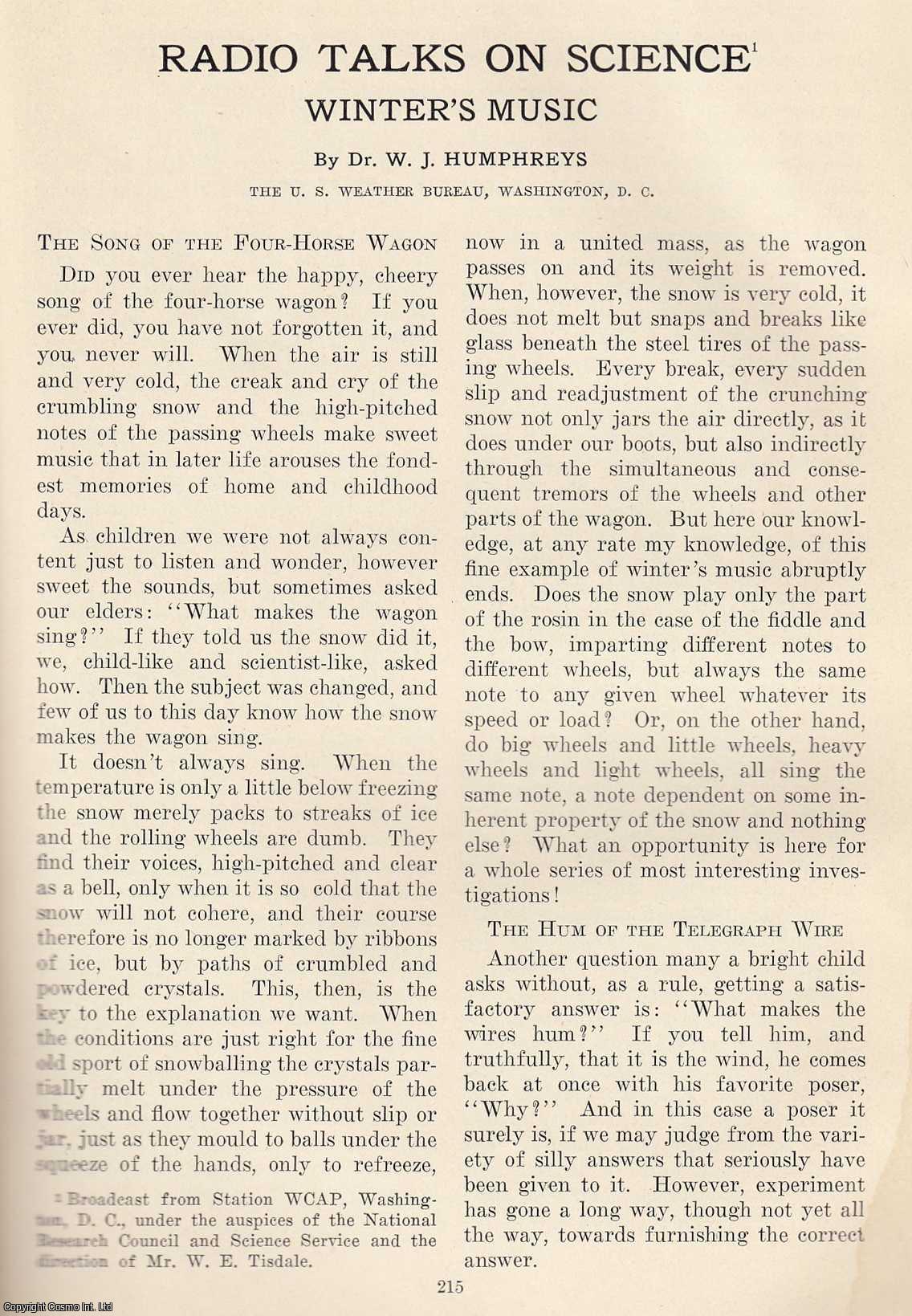 Dr. W. J. Humphreys - Winter's Music. An original article from The Scientific Monthly, 1926.