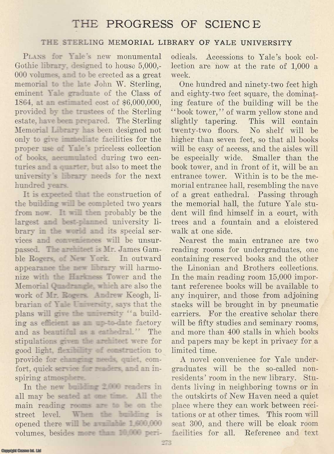 --- - The Sterling Memorial Library of Yale University. An original article from The Scientific Monthly, 1926.