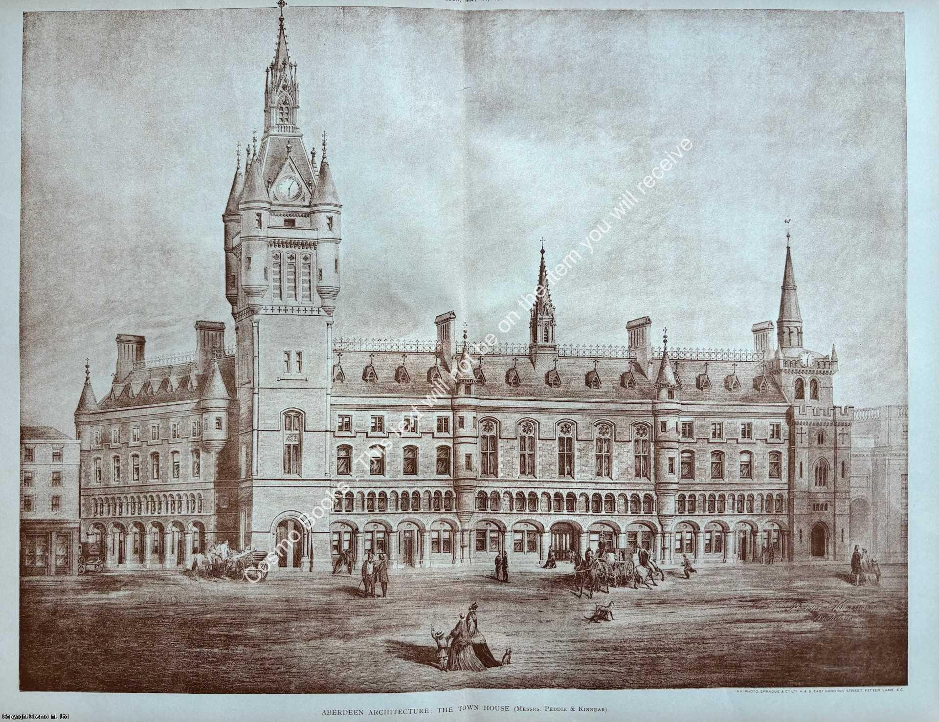 ABERDEEN ARCHITECTURE - 1898 : Aberdeen Architecture: The Town House. Messrs. Peddie and Kinnear. An original page from The Builder. An Illustrated Weekly Magazine, for the Architect, Engineer, Archaeologist, Constructor, & Art-Lover.
