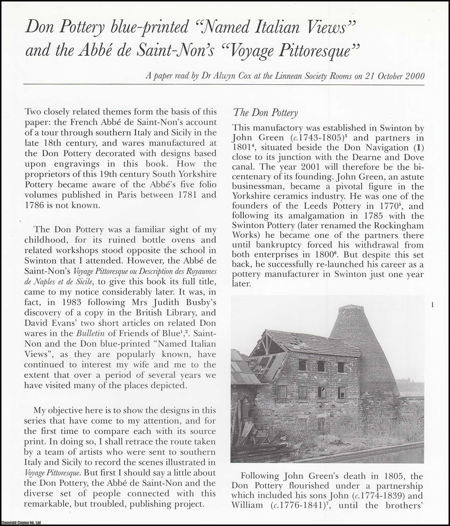 Alwyn Cox - Don Pottery Blue-Printed Named Italian Views and The Abbe de Saint-Non's Voyage Pittoresque. An original article from the English Ceramic Circle, 2002.