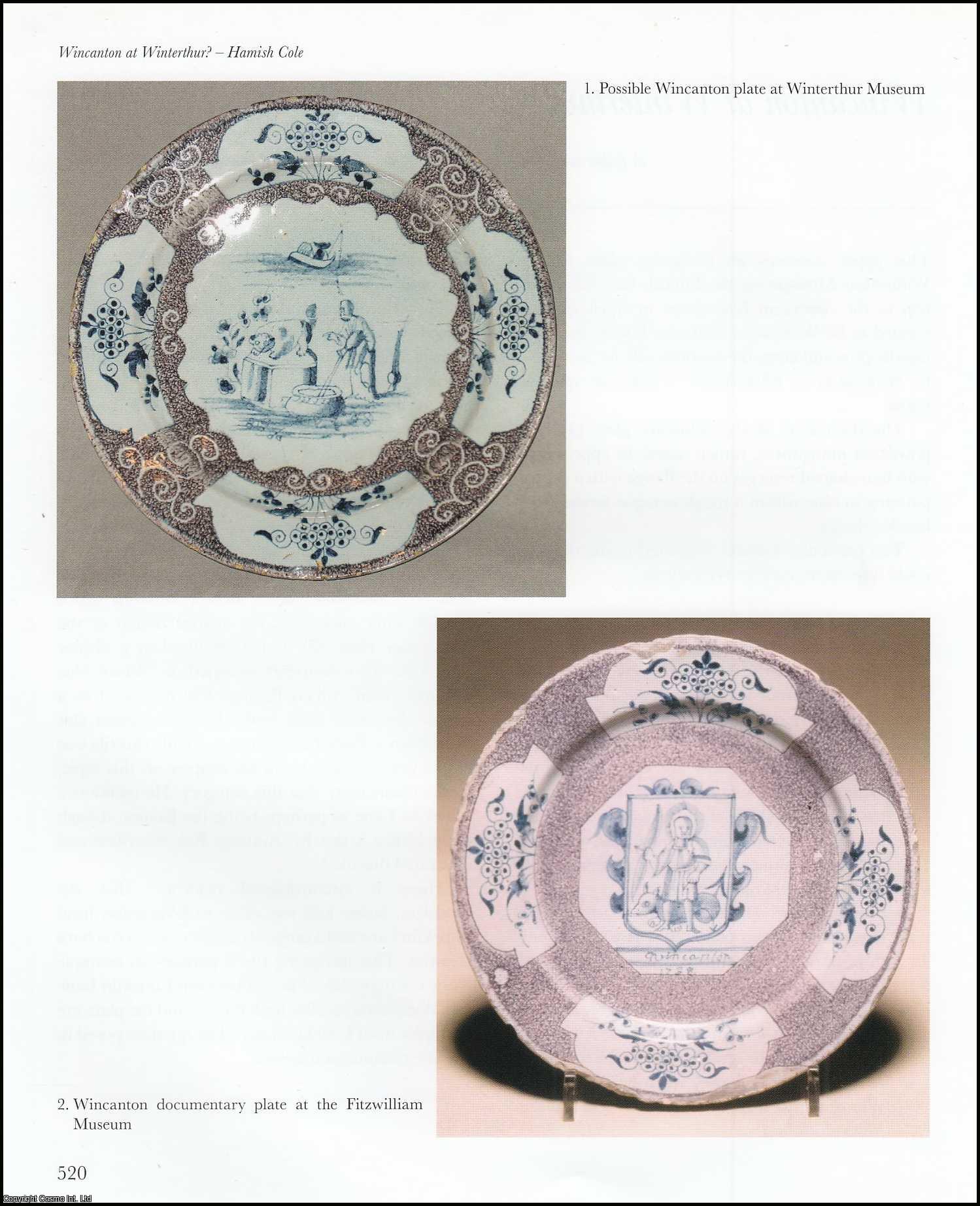Hamish Cole - Wincanton at Winterthur? An original article from the English Ceramic Circle, 2009.