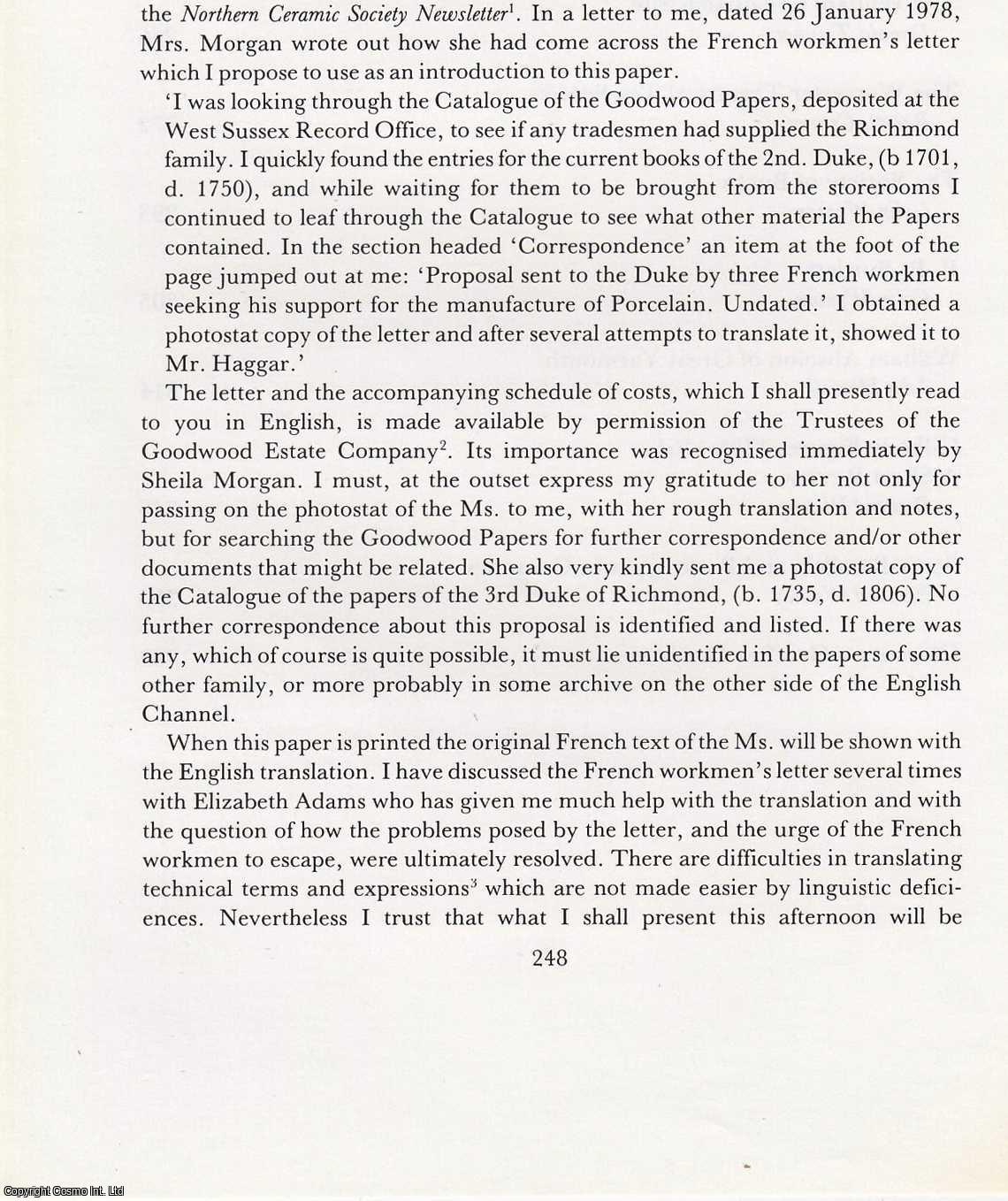 Reginald Haggar - Three Frenchmen in Search of a Patron. An original article from the English Ceramic Circle, 1980.
