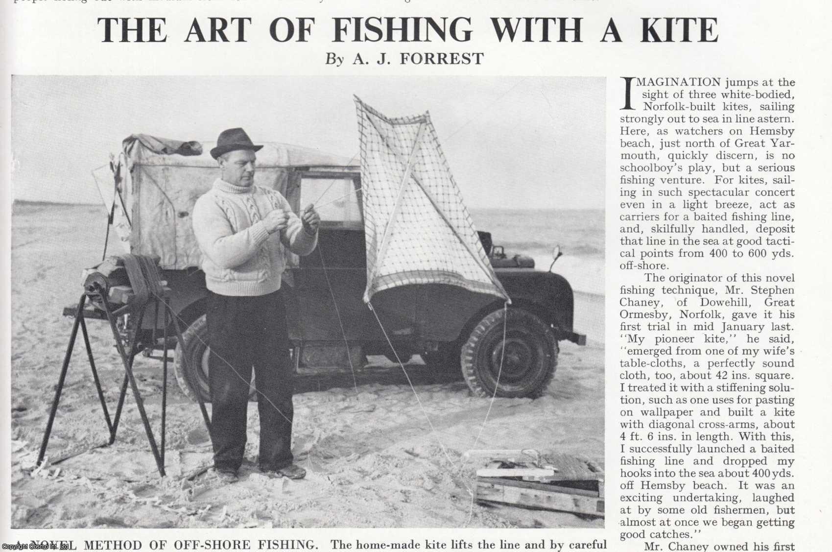A. J. Forrest - The Art of Fishing with a Kite. Several pictures and accompanying text, removed from an original issue of Country Life Magazine, 1962.