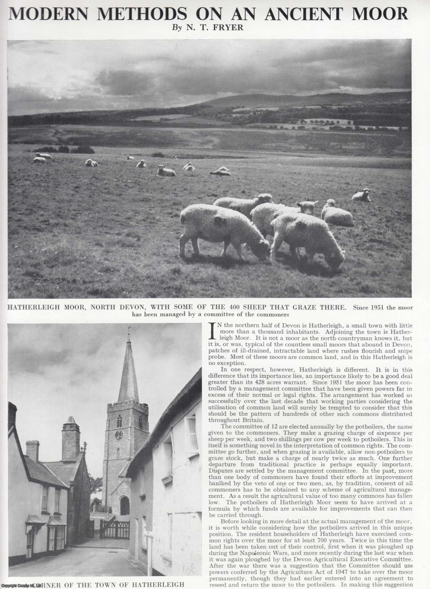 N. T. Fryer - Modern Methods on Hatherleigh Moor, North Devon. Several pictures and accompanying text, removed from an original issue of Country Life Magazine, 1962.