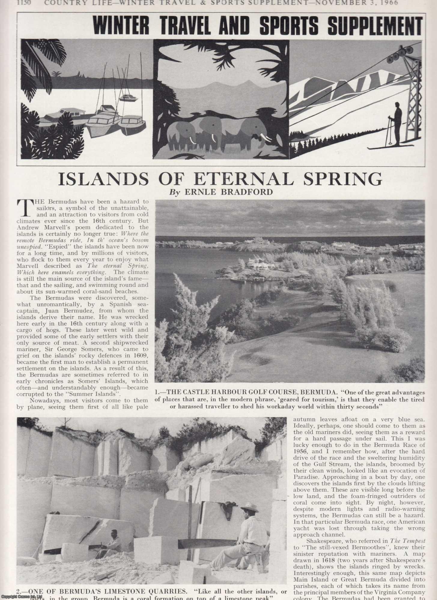 Ernle Bradford - Islands of Eternal Spring : The Bermudas. Several pictures and accompanying text, removed from an original issue of Country Life Magazine, 1966.