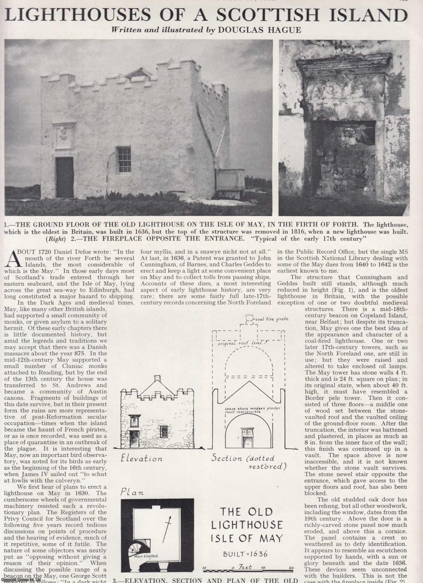 Douglas Hague - Lighthouses of a Scottish Island : The Isle of May, in the Firth of Forth. Several pictures and accompanying text, removed from an original issue of Country Life Magazine, 1965.