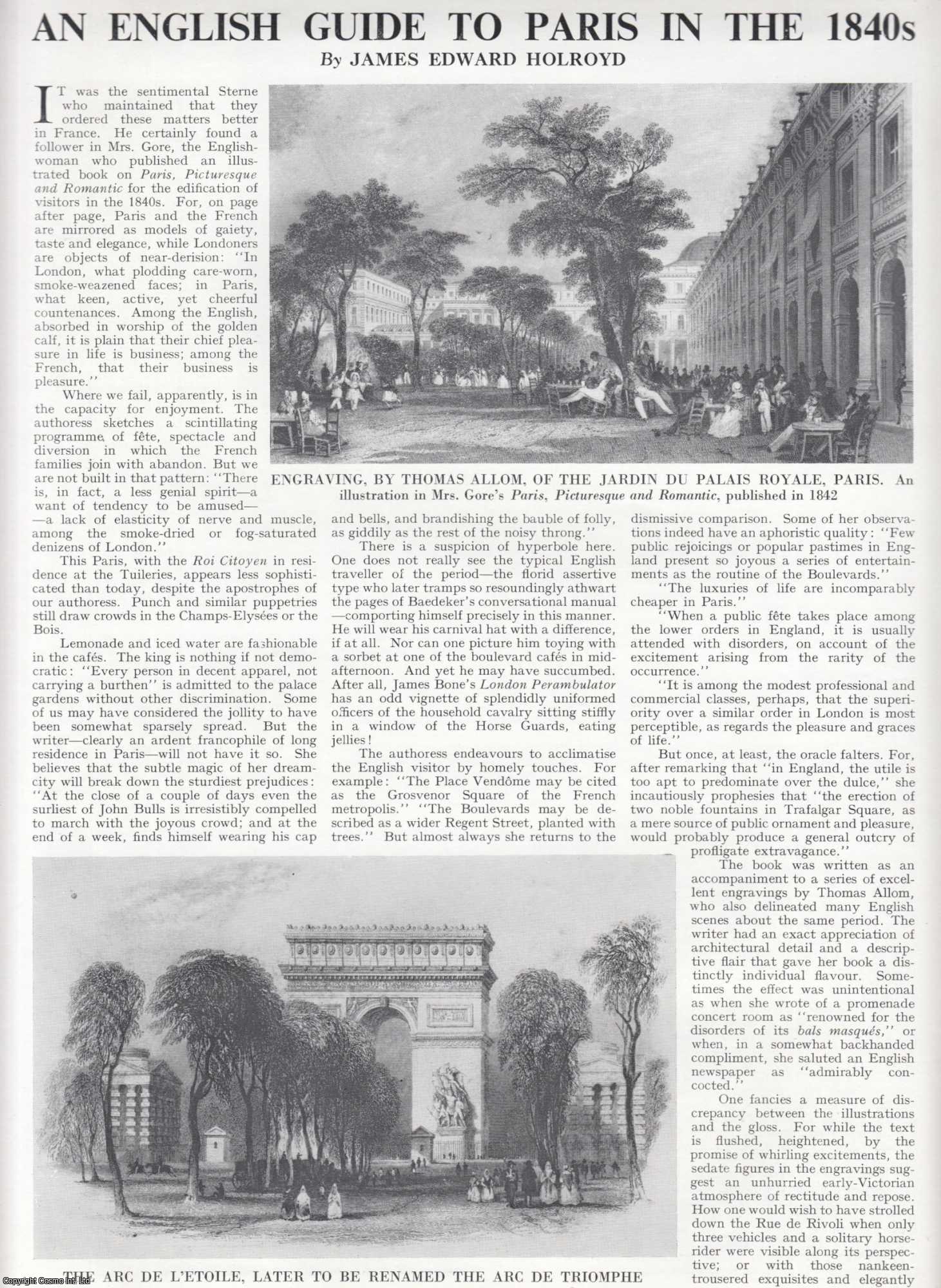 James Edward Holroyd - An English Guide to Paris in the 1840s. Several pictures and accompanying text, removed from an original issue of Country Life Magazine, 1962.