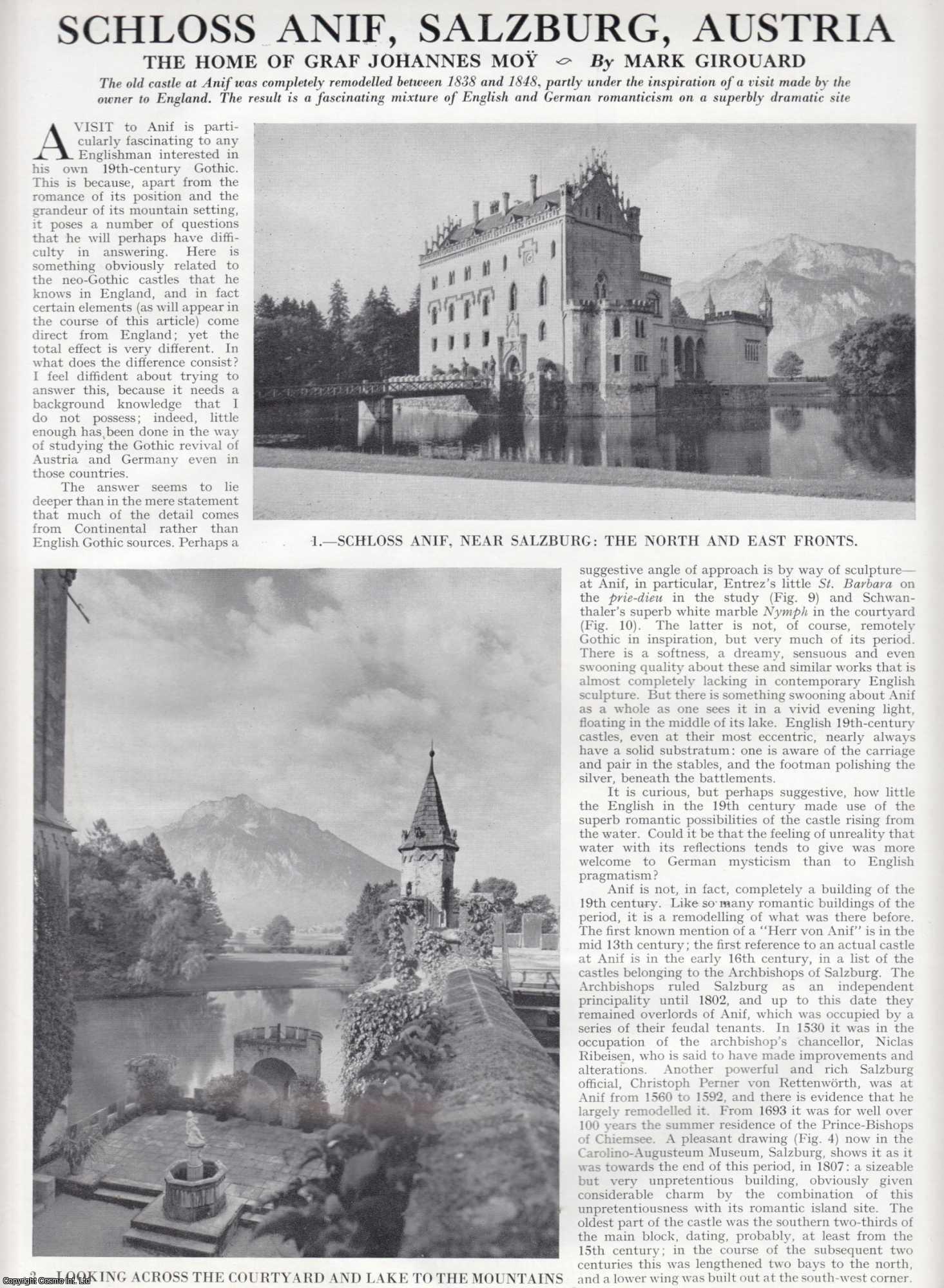 Mark Girouard - Schloss Anif, Salzburg, Austria. The Home of Graf Johannes Moy. Several pictures and accompanying text, removed from an original issue of Country Life Magazine, 1963.