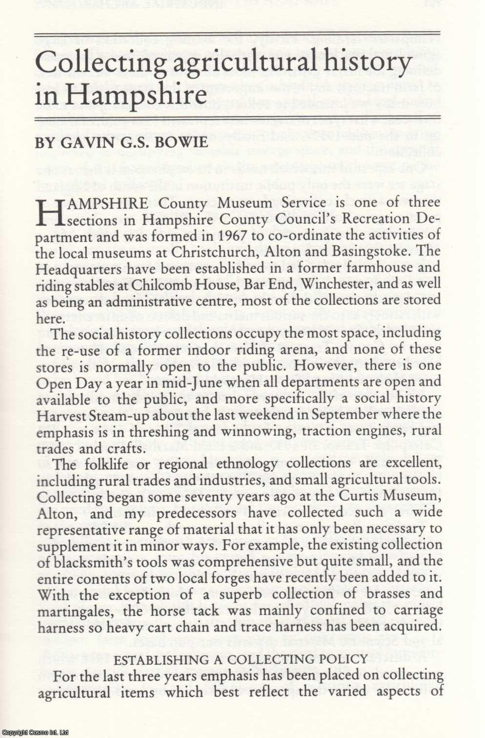 Gavin G. S. Bowie - Collecting Agricultural History in Hampshire. An original article from the Journal of Industrial Archaeology, 1980.