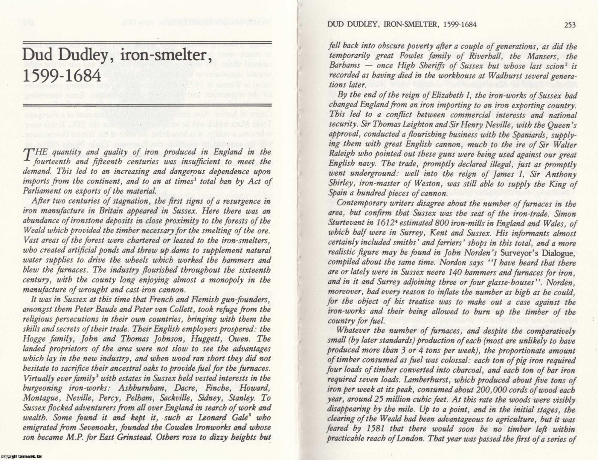 --- - Dud Dudley, Iron Smelter, 1599-1684. An original article from the Journal of Industrial Archaeology, 1977.