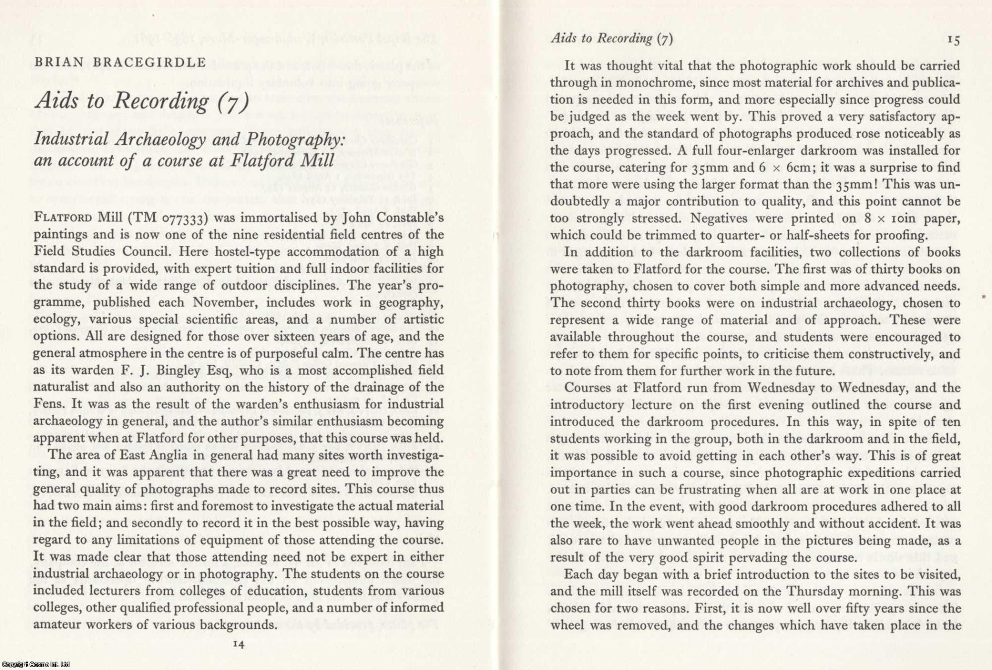 Brian Bracegirdle - Industrial Archaeology and Photography, a Course at Flatford Mill. An original article from the Journal of Industrial Archaeology, 1971.