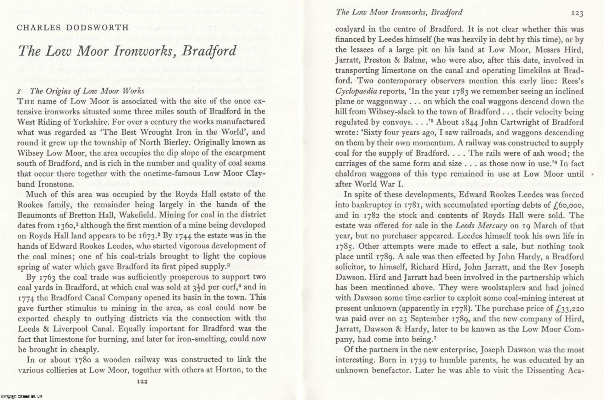 Charles Dodsworth - The Low Moor Ironworks, Bradford. An original article from the Journal of Industrial Archaeology, 1971.