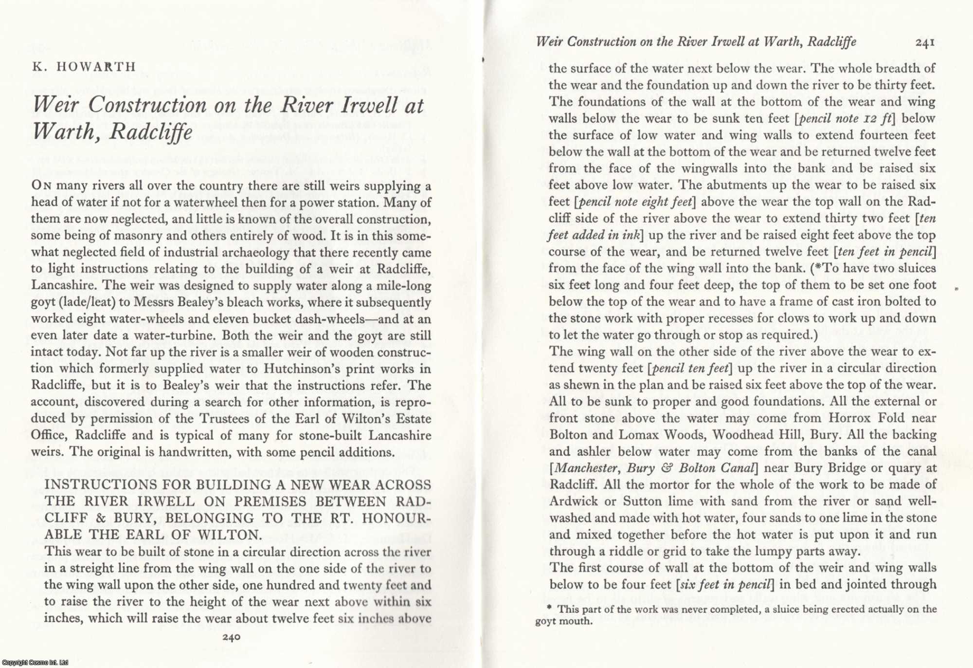 K. Howarth - Weir Construction on The River Irwell at Warth, Radcliffe. An original article from the Journal of Industrial Archaeology, 1971.