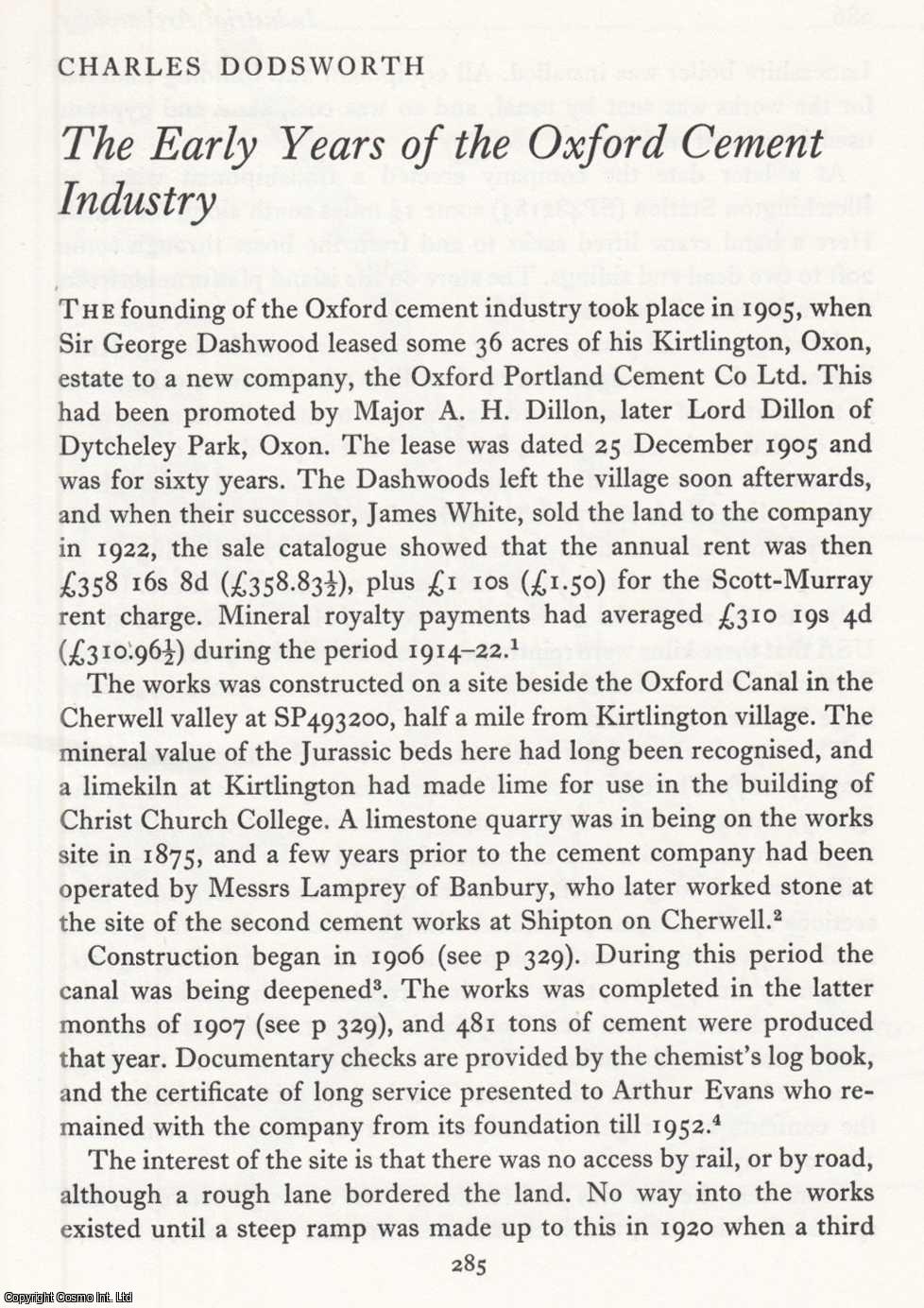 Charles Dodsworth - Oxford Cement Industry, Early Years. An original article from the Journal of Industrial Archaeology, 1972.