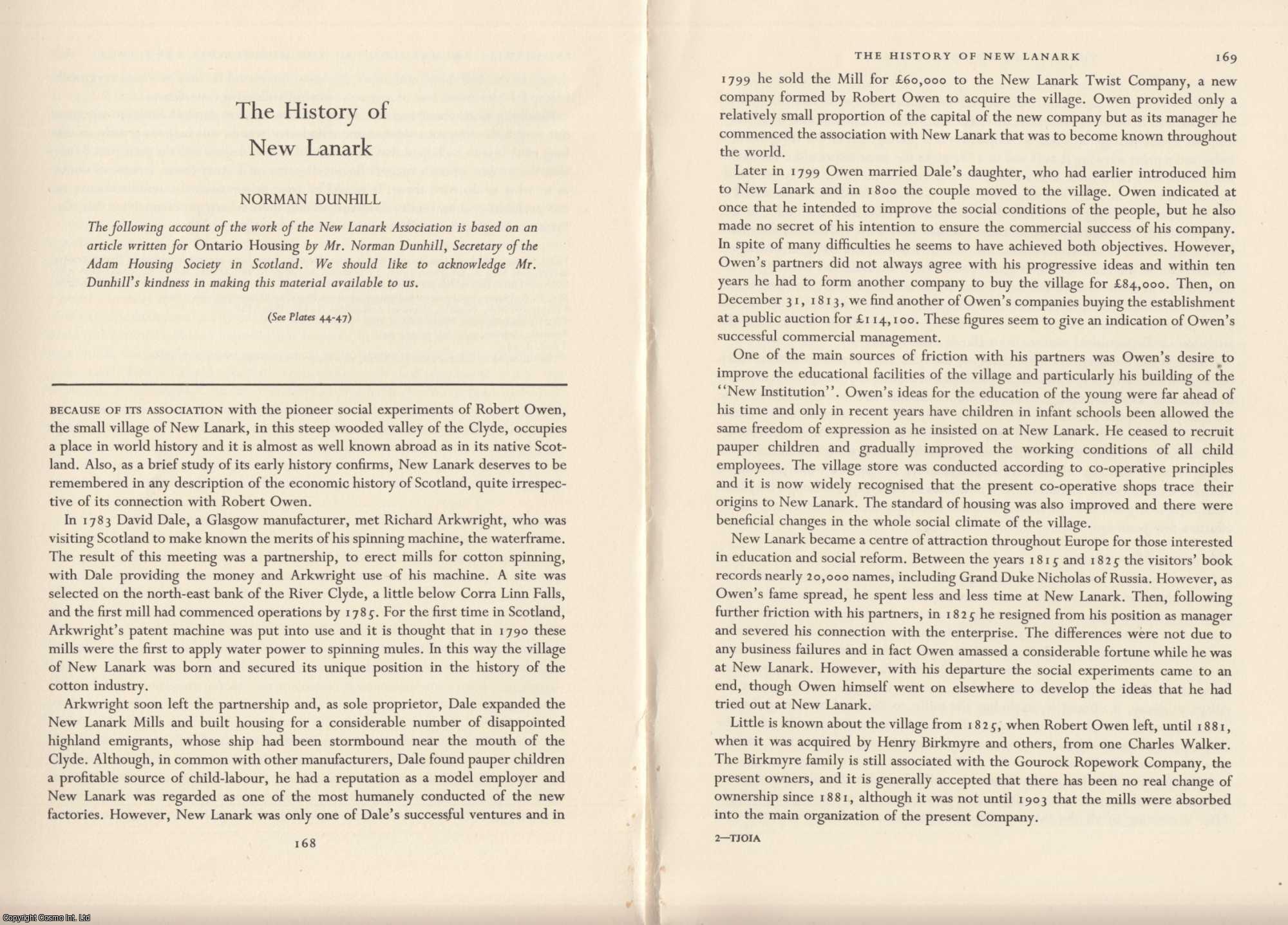 Norman Dunhill - The History of New Lanark. An original article from the Industrial Archaeology Journal, 1964.