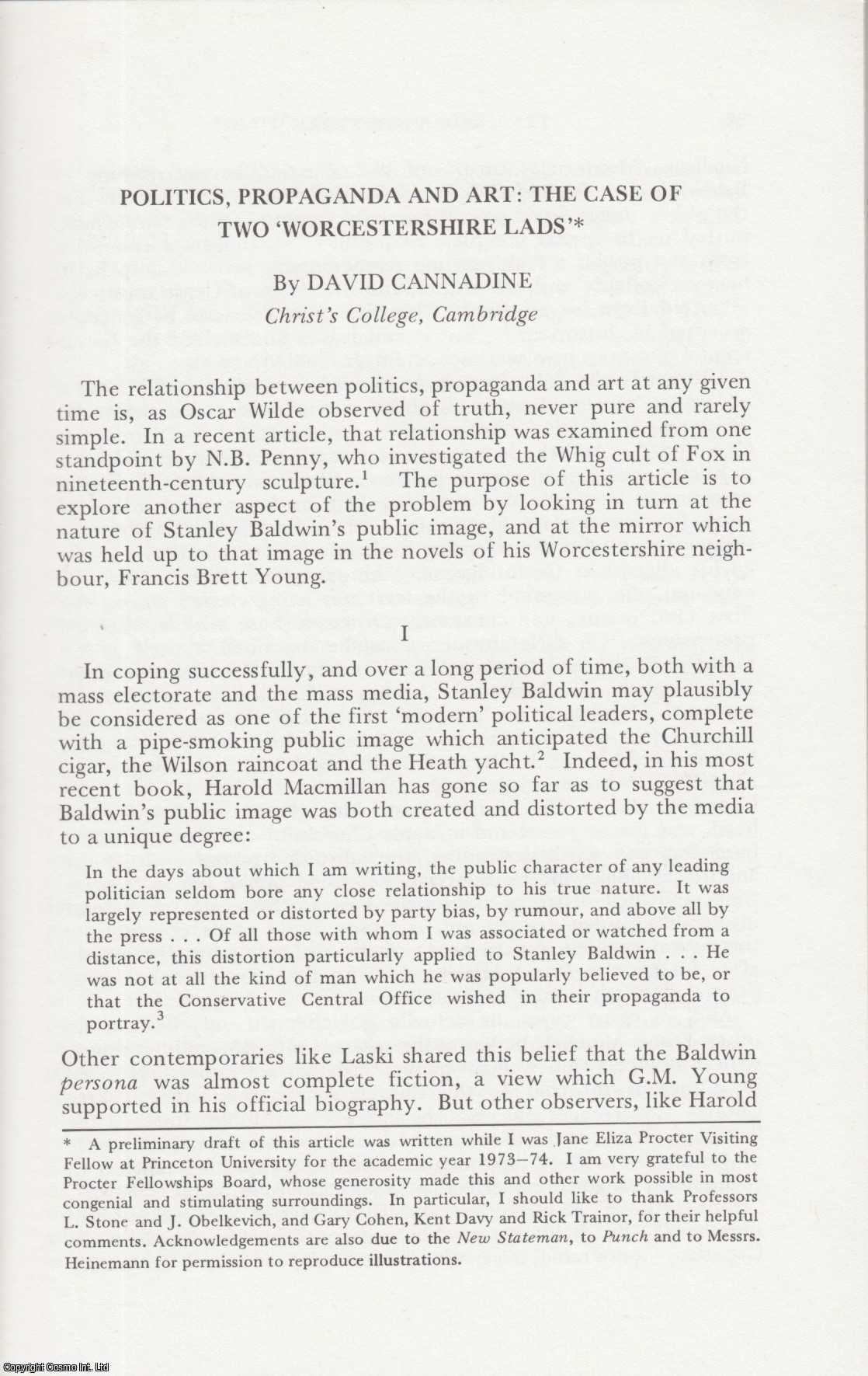 David Cannadine - Politics, Propoganda and Art: The Case of Two Worcestershire Lads. An original article from the Midland History Journal, 1977.