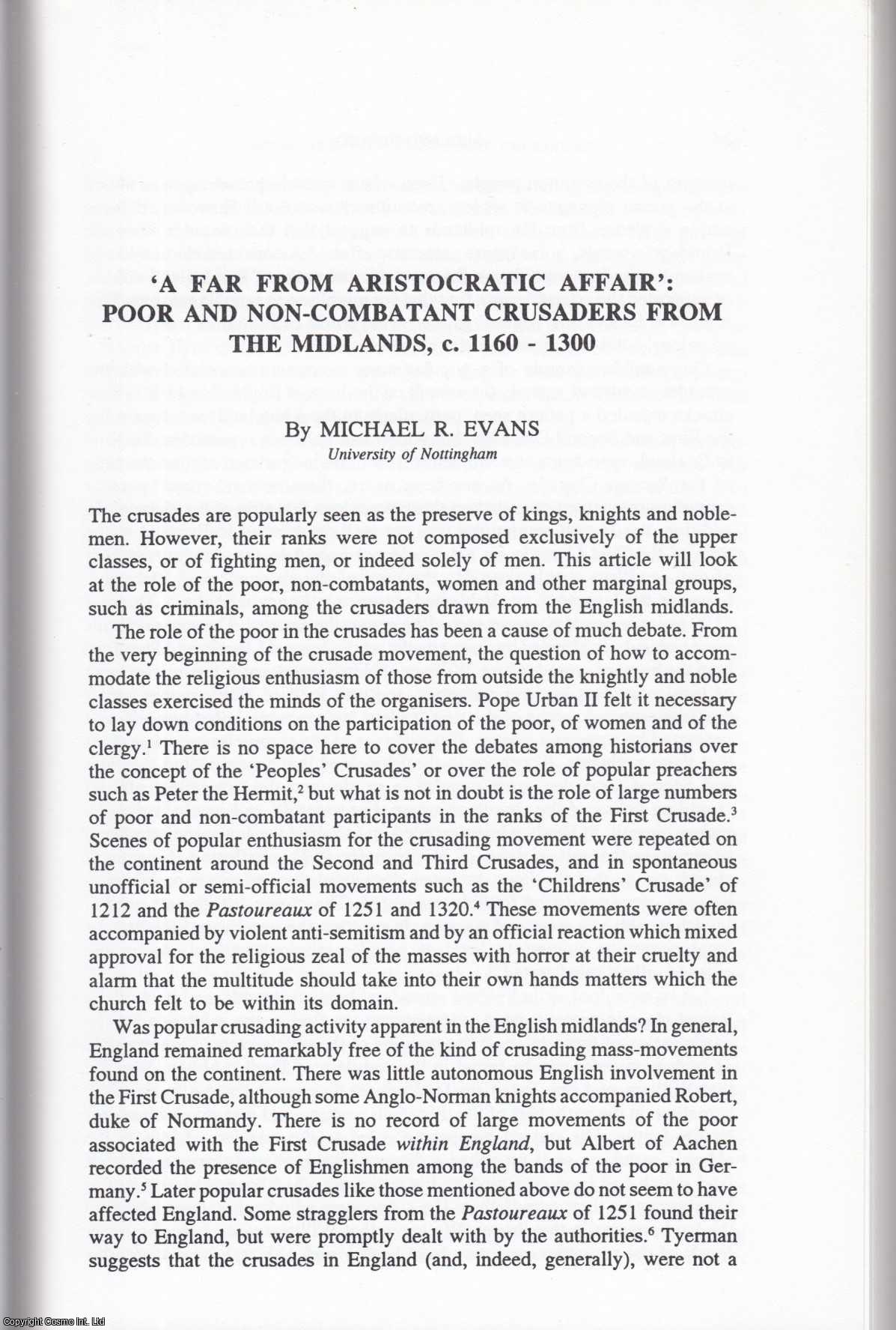 Michael R. Evans - Poor and Non-Combatant Crusaders from The Midlands, c. 1160-1300. An original article from the Midland History Journal, 1996.