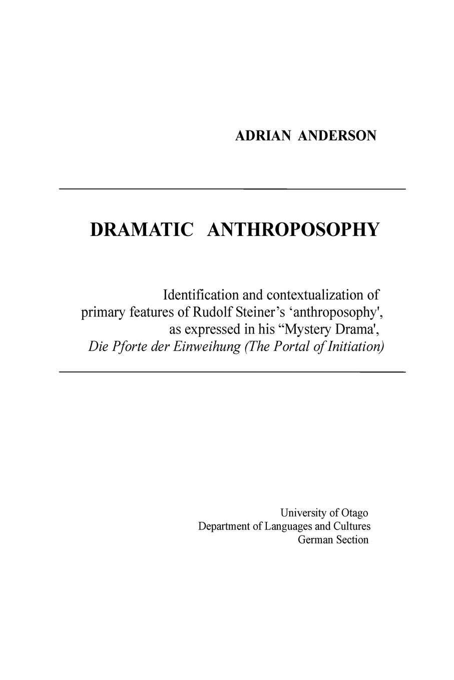 Andrian Anderson - Dramatic Anthroposophy