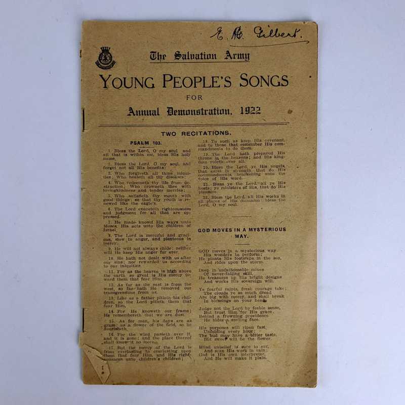 The Salvation Army - Young People's Songs for Annual Demonstration, 1922