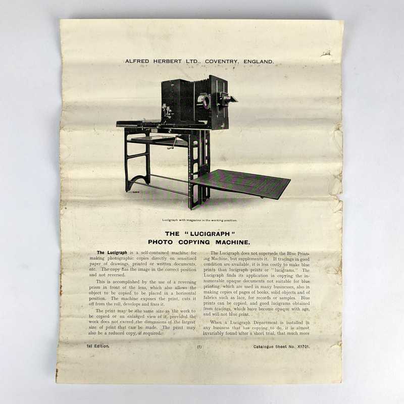 Alfred Herbert Ltd. - The Lucigraph Photo Copying Machine
