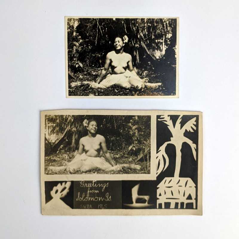 Anonymous - Photograph of Topless Melanesian Woman and SWPA Greeting Card Print