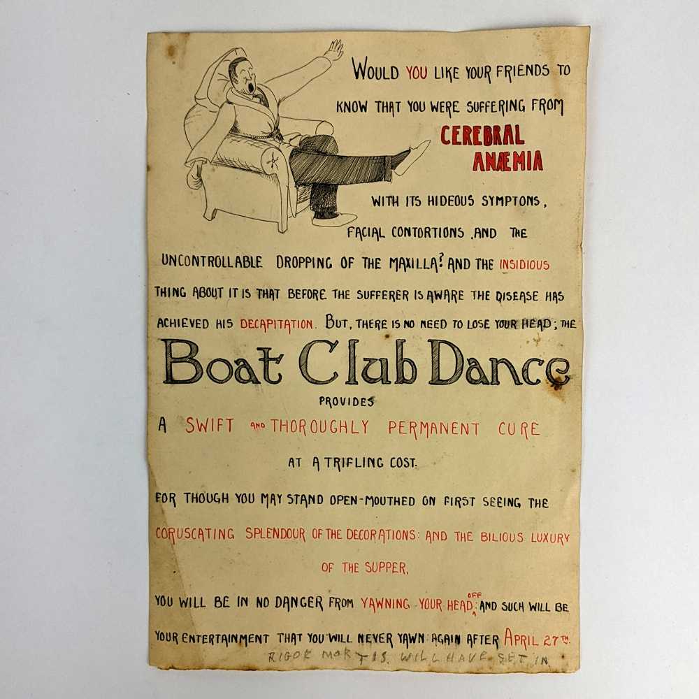 [University of Queensland Boat Club] - Boat Club Dance Poster [April 27th, 1929]