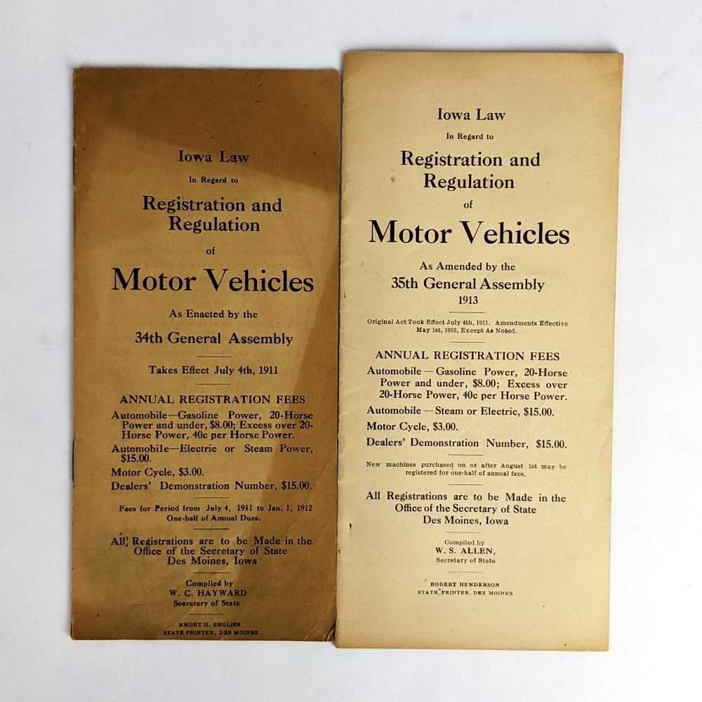 W. C. Hayward; W. S. Allen - Iowa Law in Regard to Registration and Regulation of Motor Vehicles (2 Volumes)