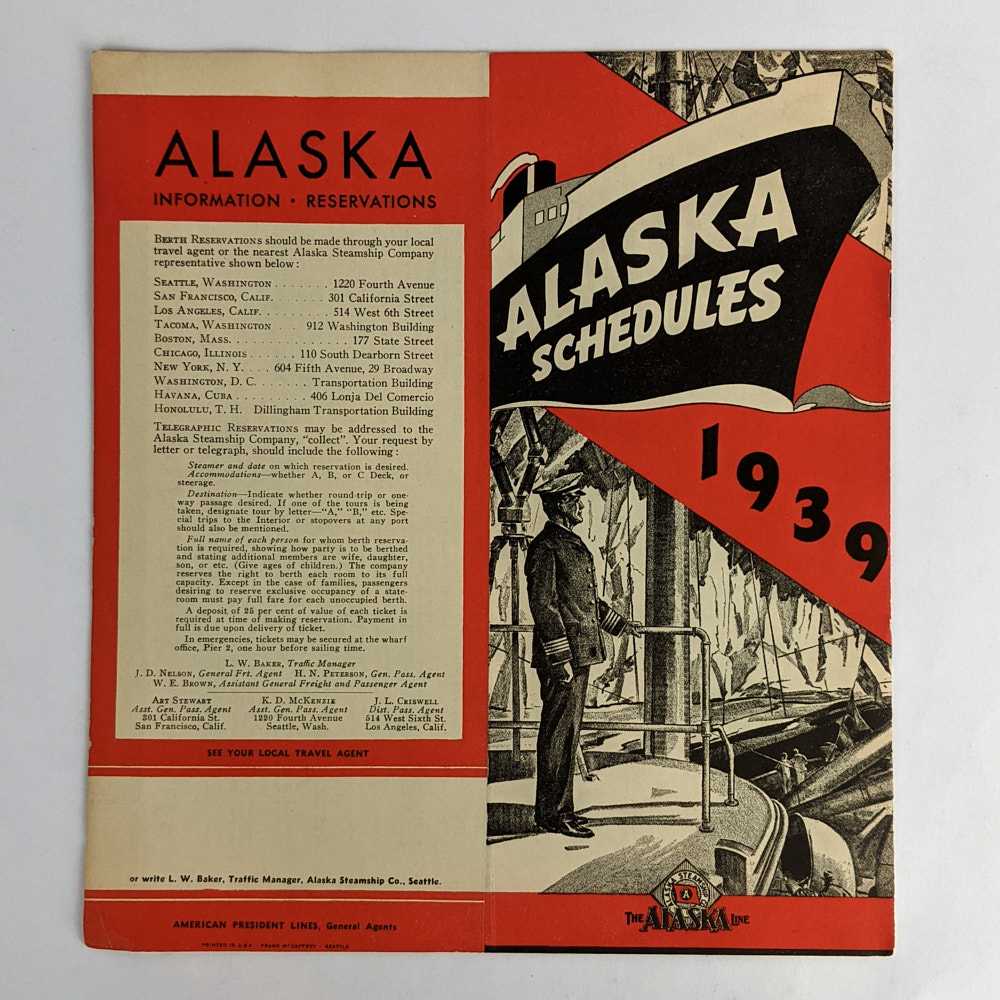 Alaska Steamship Company - Alaska Schedules 1939