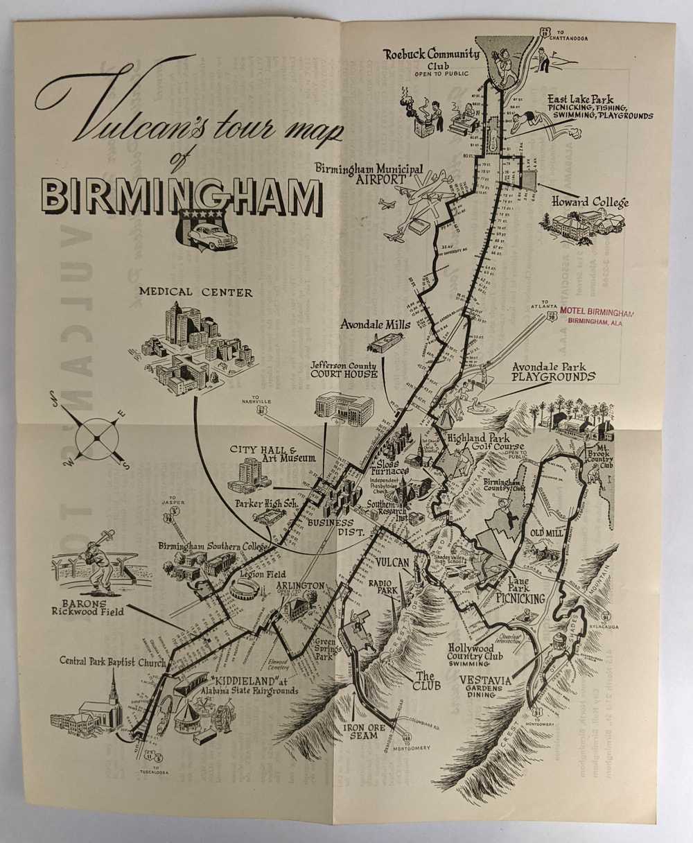 Alabama Motorists Association - Vulcan's Tour Map of Birmingham